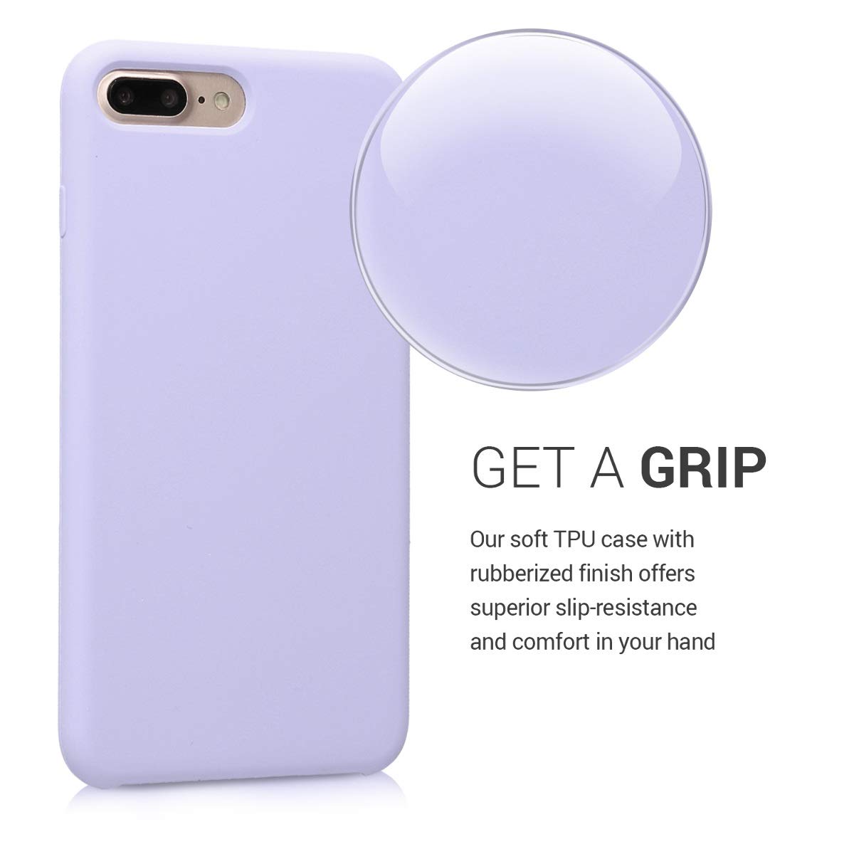 kwmobile Premium TPU Silicone Case for Apple iPhone 7 Plus/iPhone 8 Plus - Soft Protective Phone Cover in Light Lavender - Perfect for Everyday Use & Drop Protection