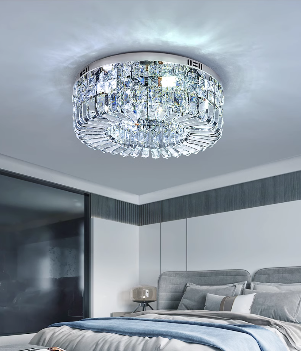 Modern LED Ceiling Light with Luxury K9 Crystal Design - Perfect for Living Room, Bedroom, and Dining Room Lighting