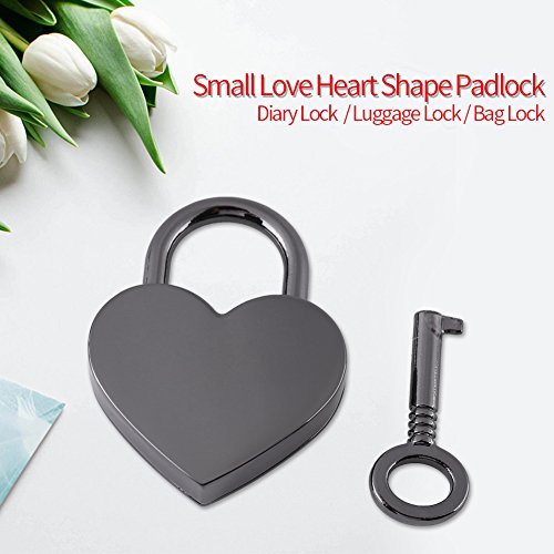 Small Heart-Shaped Padlock - Mini Metal Diary Lock with Key for Luggage, Handbags, Jewelry Box & Diary - Perfect for Travel, Security & Personal Belongings Protection