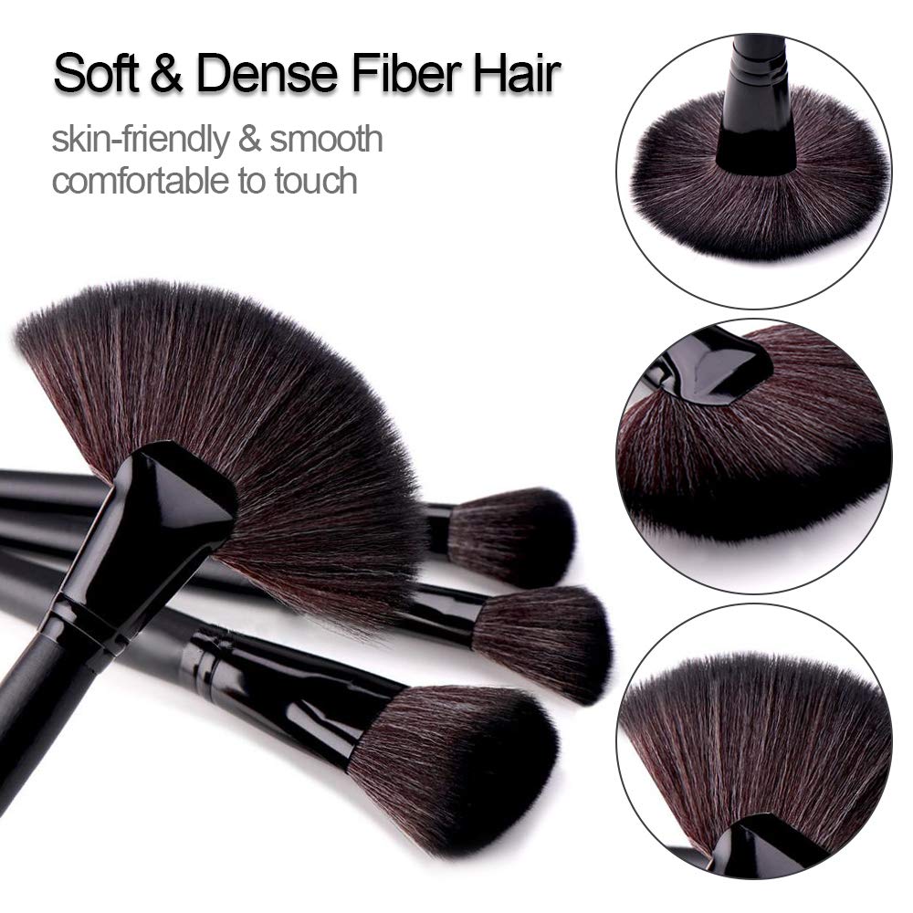 32-Piece Professional Makeup Brush Set for Foundation, Liquid, Cream, Powder, Eyeshadow & Blush - Includes Concealer Brushes & Portable Storage Bag | Perfect for Travel, Home & Professional Makeup Artists