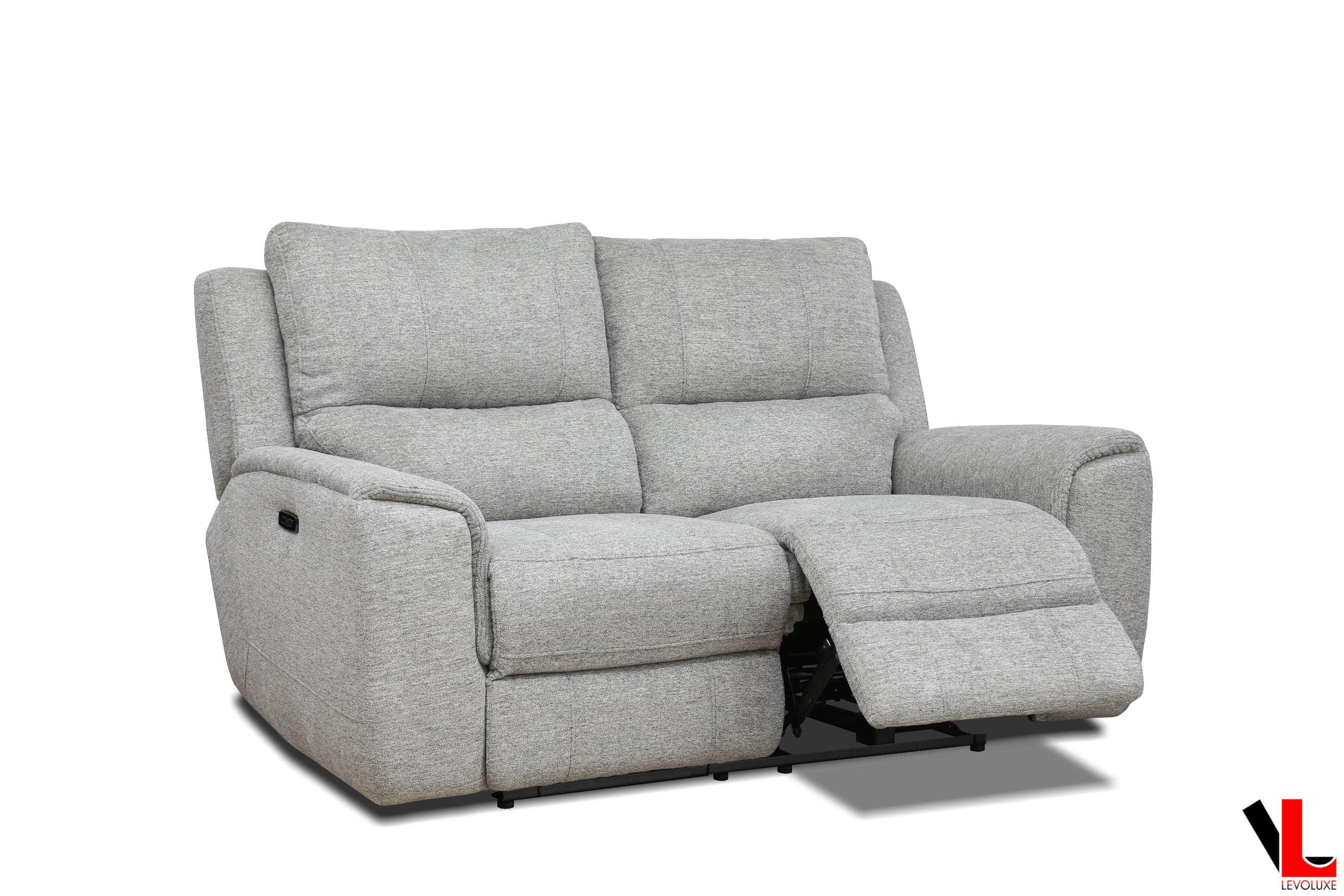 Sentinel 2-Piece Power Reclining Sofa and Loveseat Set with Adjustable Headrests in Tweed Ash Fabric - Perfect for Living Room, Home Theater & Family Movie Nights