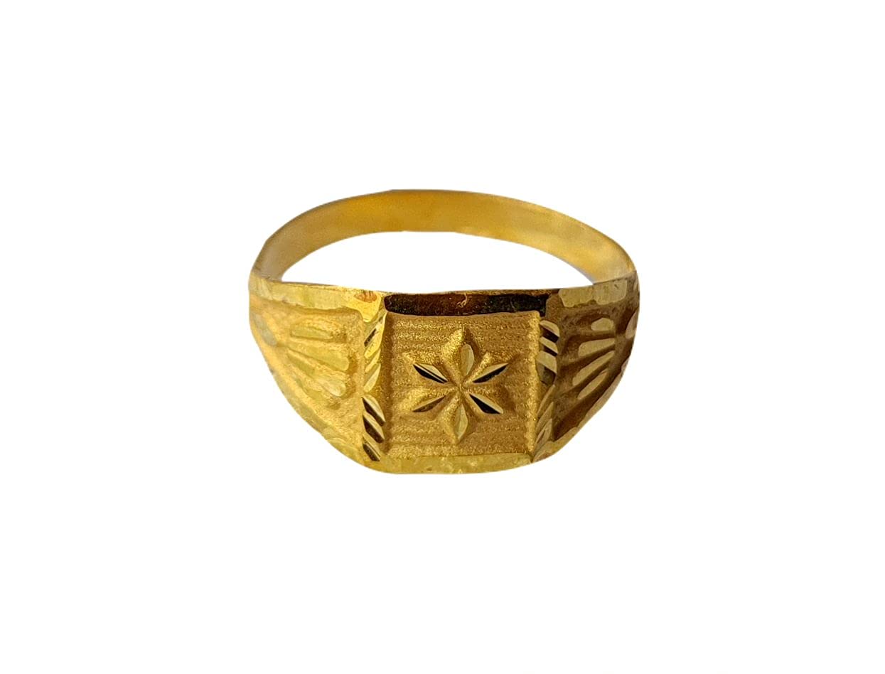 22K/18K Solid Gold Carved Kids Ring - Certified Fine Gold Jewelry for Baby Boys, Girls & Infants - Perfect Gift for Birthdays, Christenings & Special Occasions