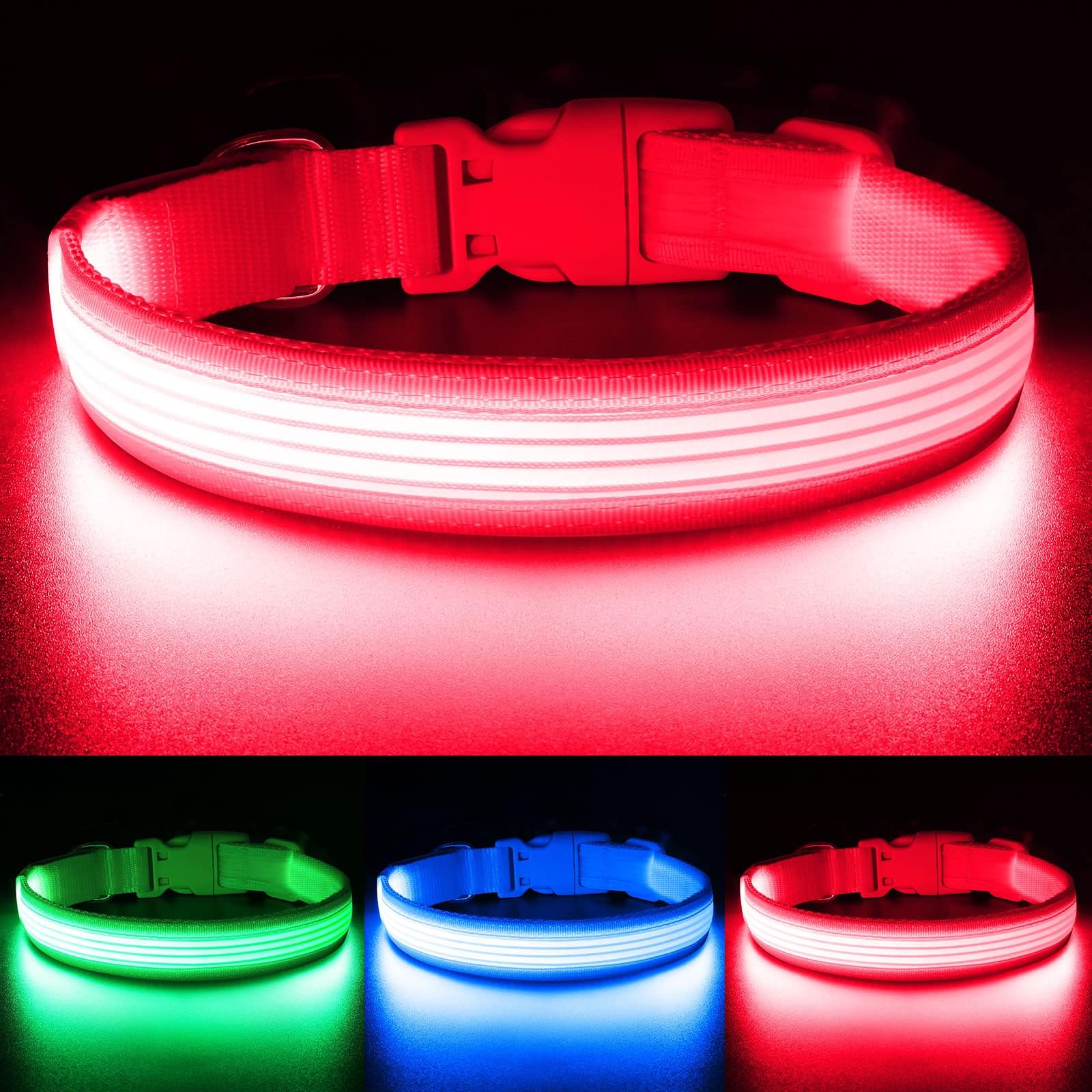 YFbrite USB Rechargeable LED Dog Collar - Super Bright Adjustable Glowing Collar for Night Walking, Safety & Visibility (Pink, Medium) - Perfect for Evening Walks, Jogging, and Outdoor Adventures with Your Pet