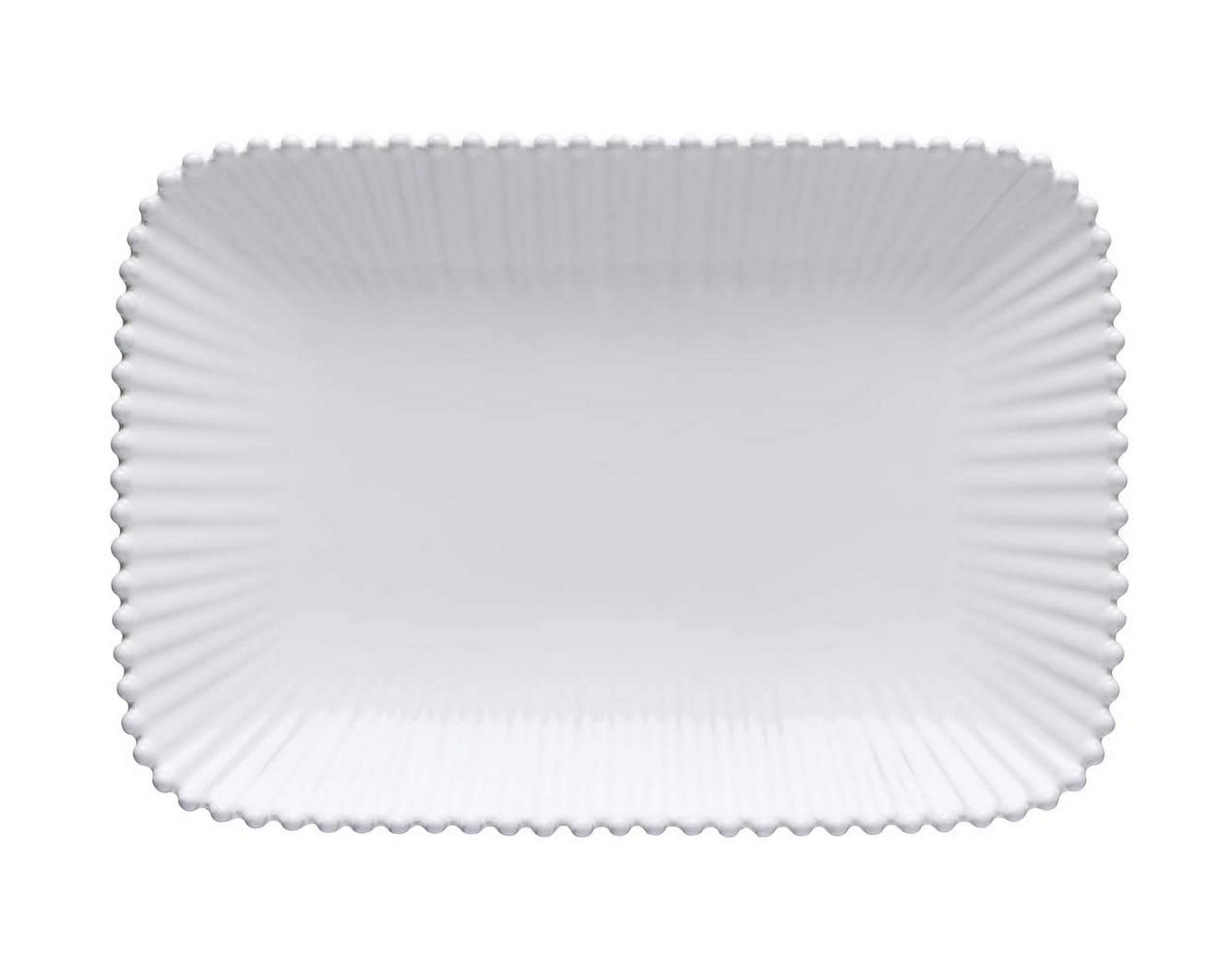 COSTA NOVA Stoneware Ceramic Pearl Collection Medium Rectangular Platter - 12 Inch White Serving Dish for Entertaining, Dinner Parties & Holiday Tablescapes