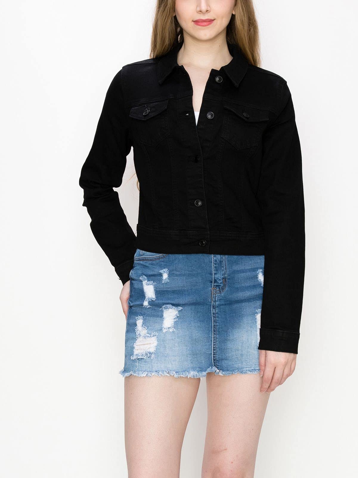 FashionMille Women's Classic Stretch Fit Denim Jean Jacket - Casual Denim Jacket for Women - Perfect for Everyday Wear, Outfits & Layering