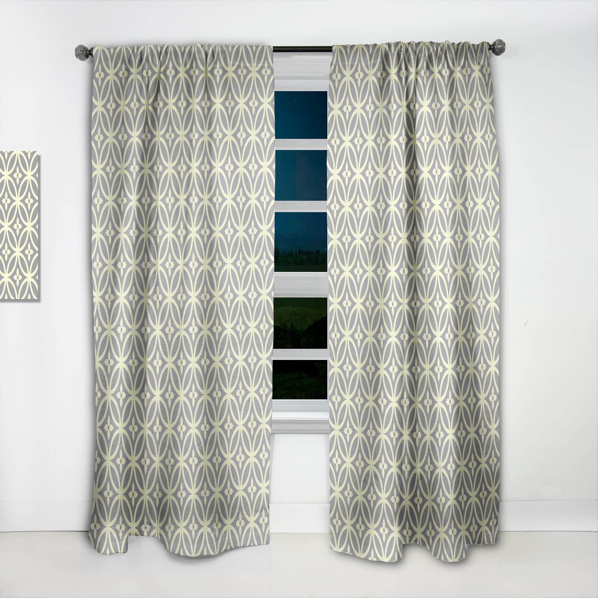 DesignQ Retro Ornamental Pattern II Thermal Insulated Curtains - Single Panel 52x90 Inches - Elegant Window Treatments for Bedroom & Living Room - Perfect for Home Decor & Energy Efficiency