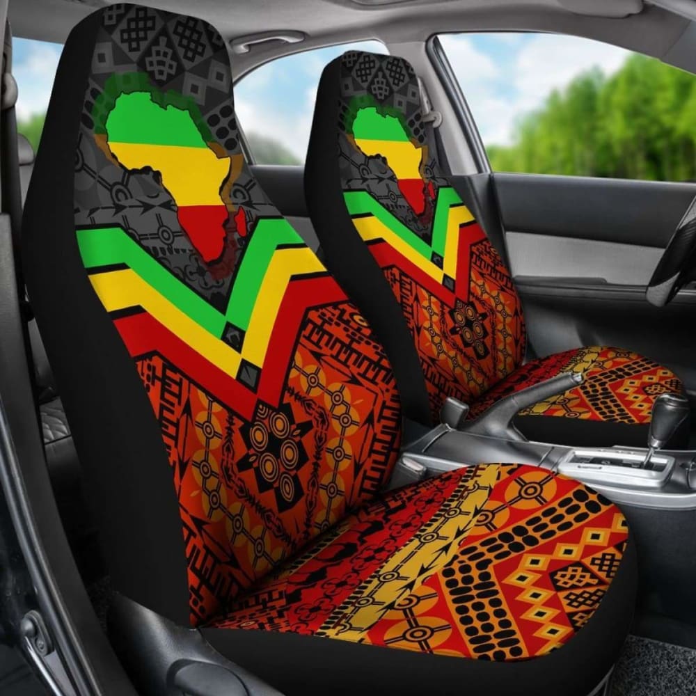 Premium Africa Map Car Seat Covers - Durable & Stylish African Print Design for Cars, SUVs & Trucks - Perfect for Road Trips, Safari Adventures & Cultural Enthusiasts