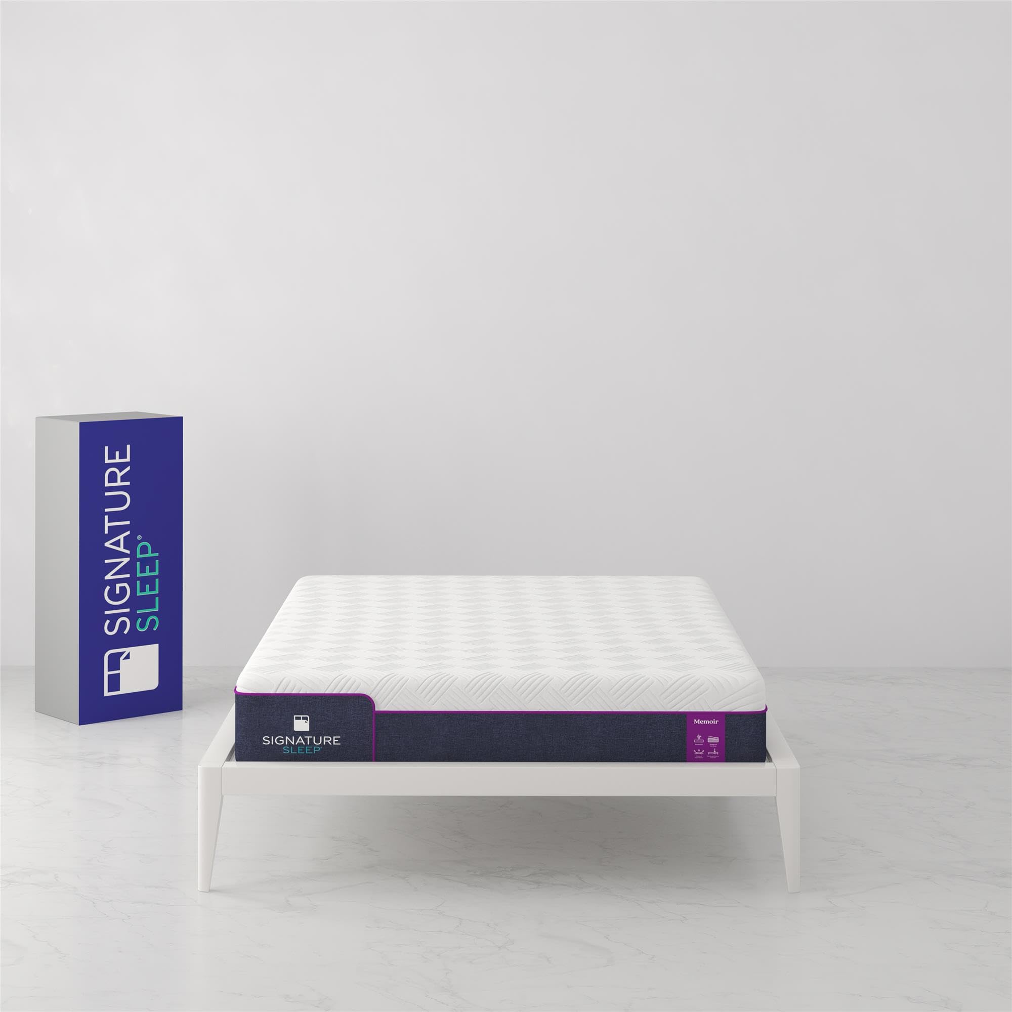 Signature Sleep Memoir 10 Inch Medium Firm Memory Foam Mattress - CertiPUR-US & OEKO-TEX Certified - Full Size Bed Mattress in White - Perfect for Guest Rooms, Dorms & Small Apartments