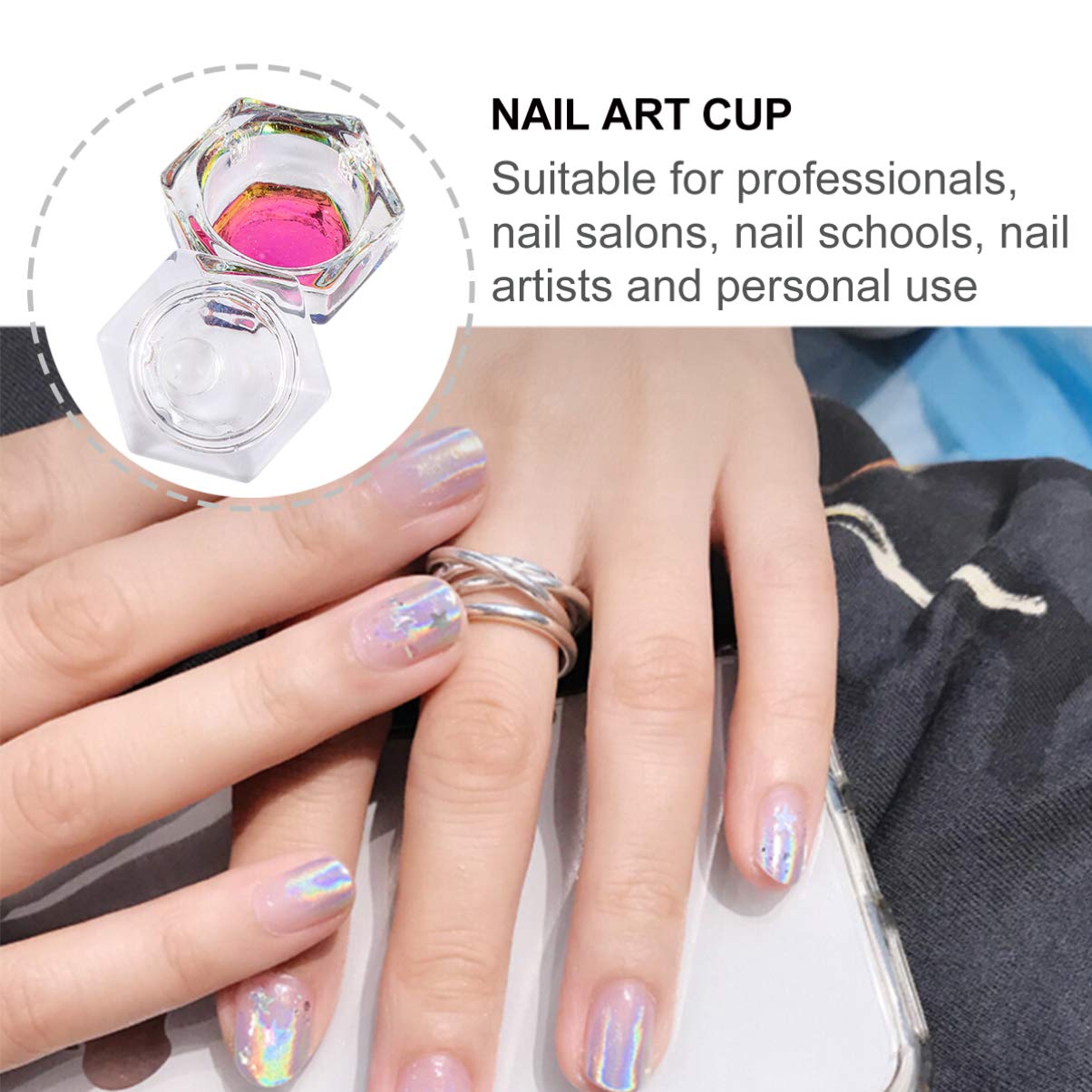 2PCS Crystal Clear Acrylic Dappen Dish for Nail Art - Liquid Glass Nail Polish Mixing Cup with Non-Slip Base - Perfect for Salon, DIY Manicure & Nail Extension Designs