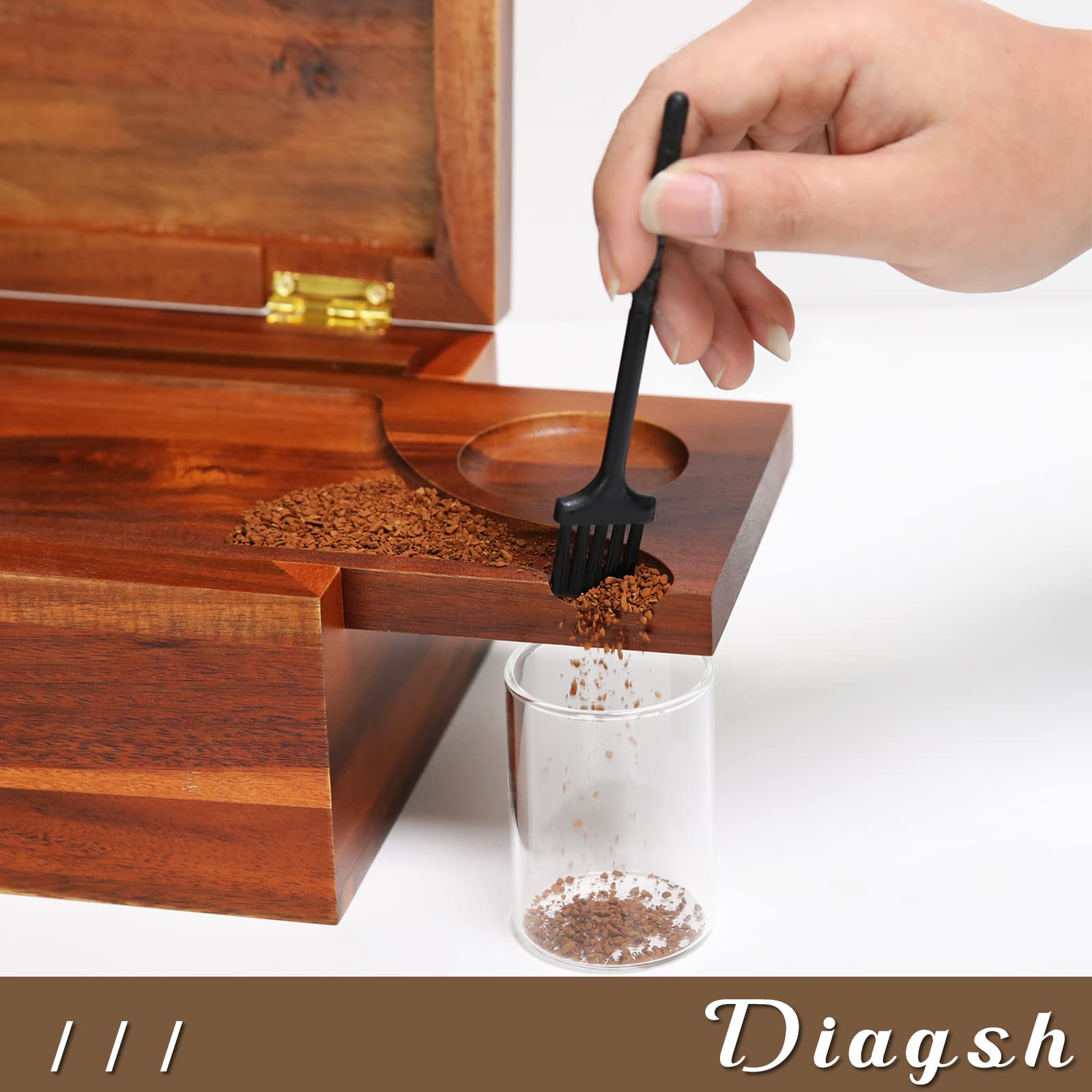 Premium Acacia Wood Storage Box with Grinder & Combination Lock – Multi-Purpose Organizer Set with Glass Jars for Kitchen, Bathroom, Office & Travel Organization
