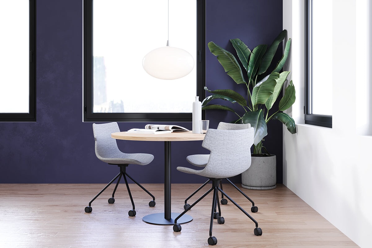 Wave Fabric Visitor Chair with Mobile Base - Lightweight & Durable Office Guest Seating for Reception, Waiting Room, and Conference Areas