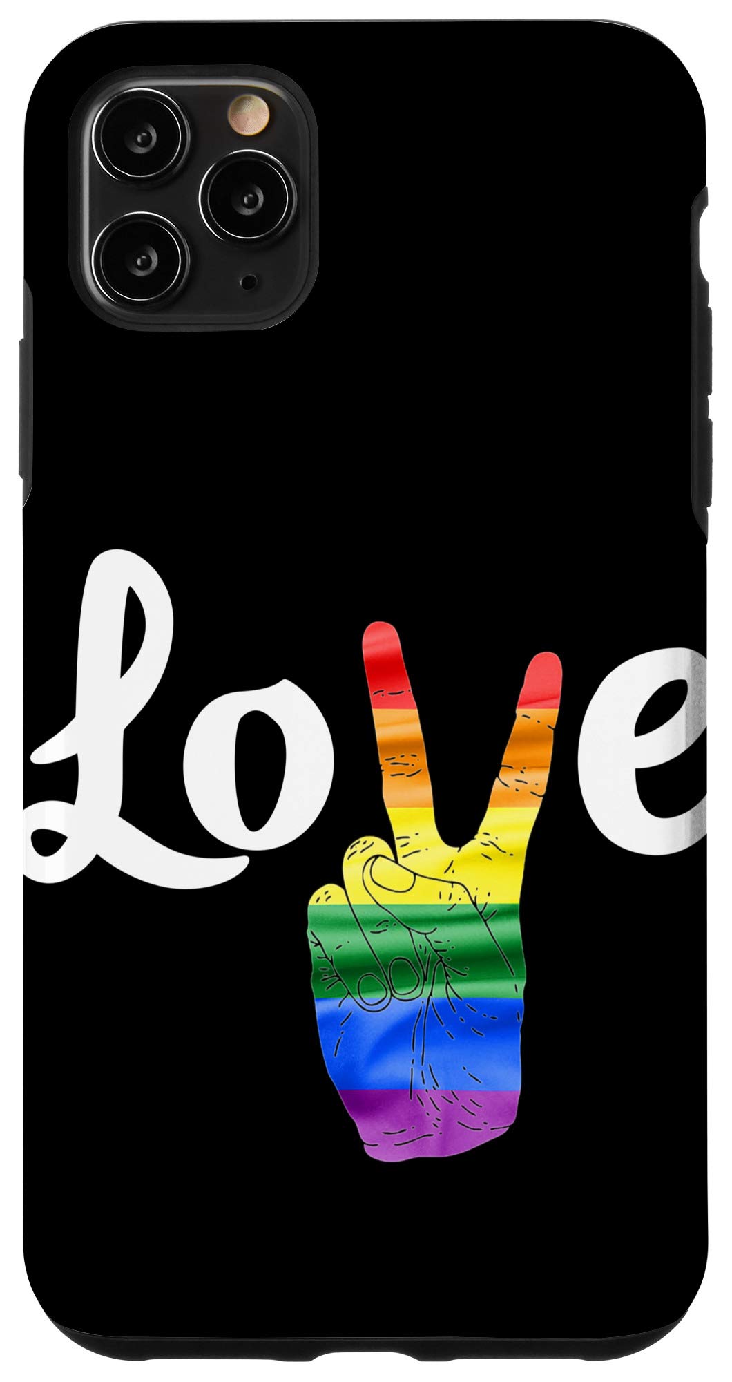 iPhone 11 Pro Max Case - Rainbow Gay Pride Love Is Love Design with Peace Sign | Durable Protective Cover for LGBTQ+ Support, Daily Use & Special Events