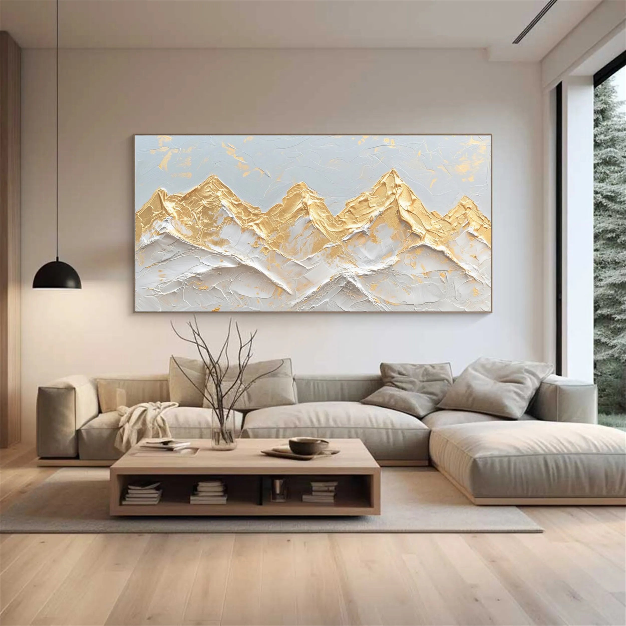 Abstract Mountain Landscape Textured Wall Art Canvas Print - Modern Home Decor for Living Room, Bedroom & Office #MM198