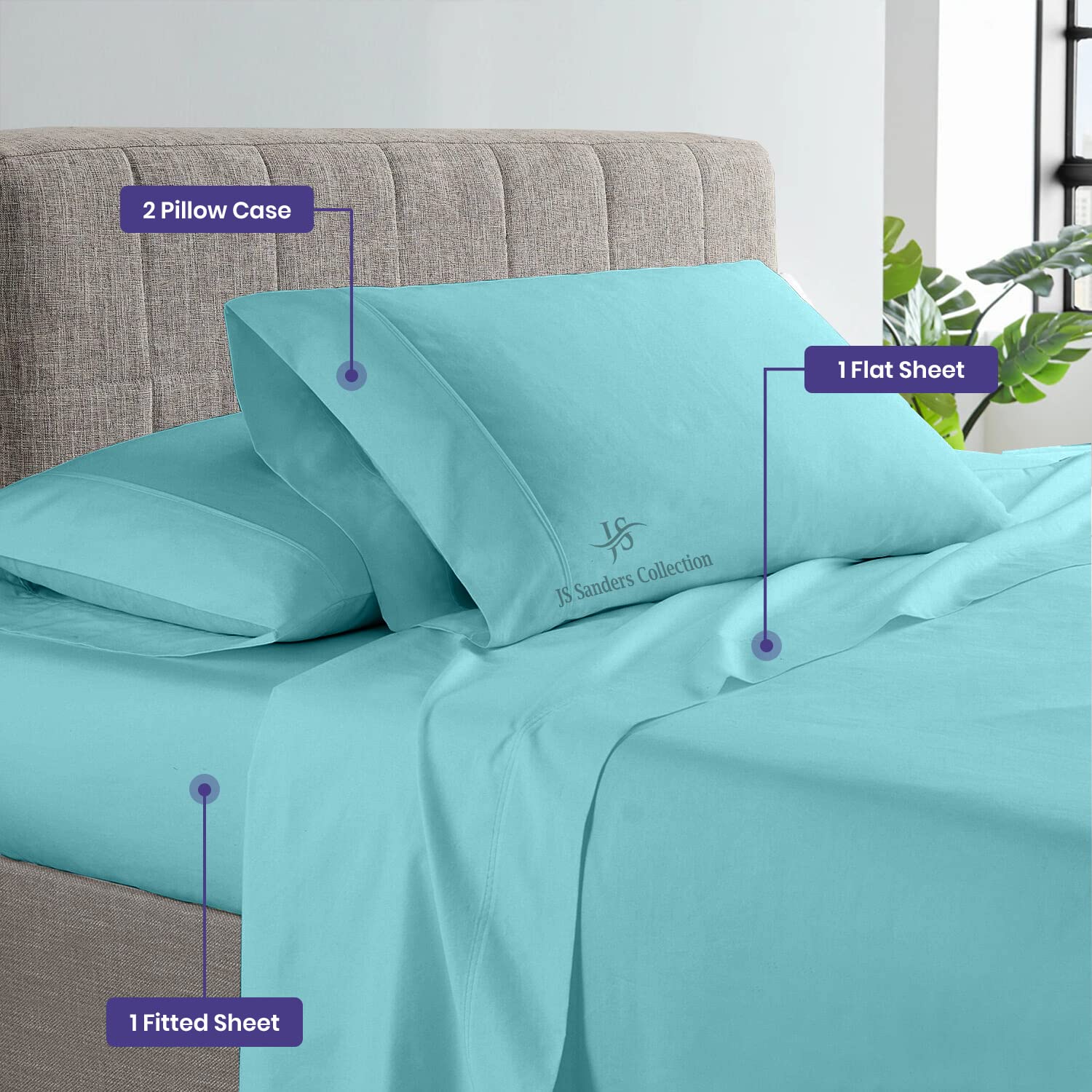 Luxury 100% Egyptian Cotton Alaskan King Sheet Set (108x108 Inches) - 1000 Thread Count, Ultra Soft, 21