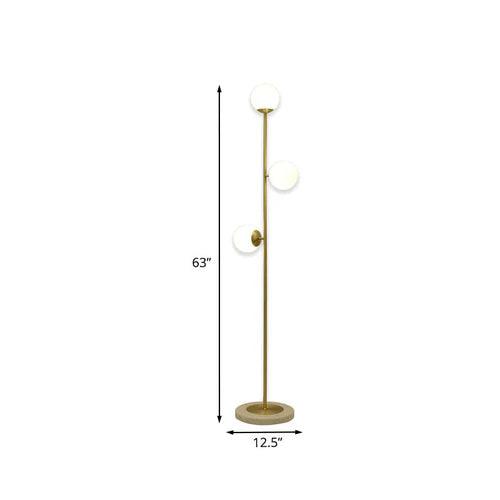 Modern Floor Lamp with 3 White Glass Spheres - Elegant Home Decor Lighting for Living Room, Bedroom, or Office