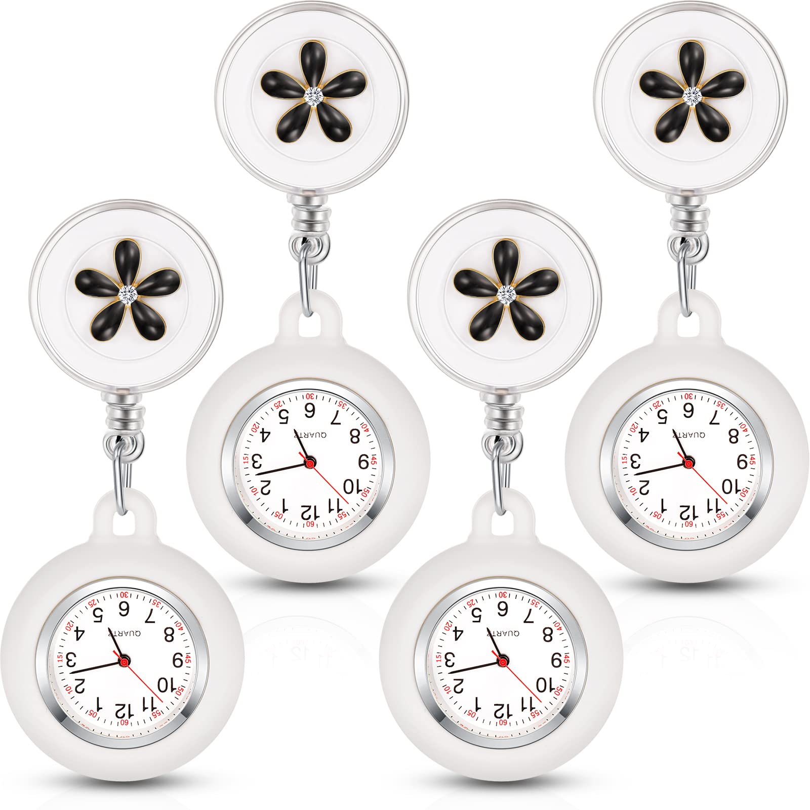 Outus 4-Piece Nurse Watch Set for Nurses & Doctors - Digital Brooch Fob Pocket Watch with Clip | Perfect for Medical Professionals, Healthcare Workers & Clinical Use
