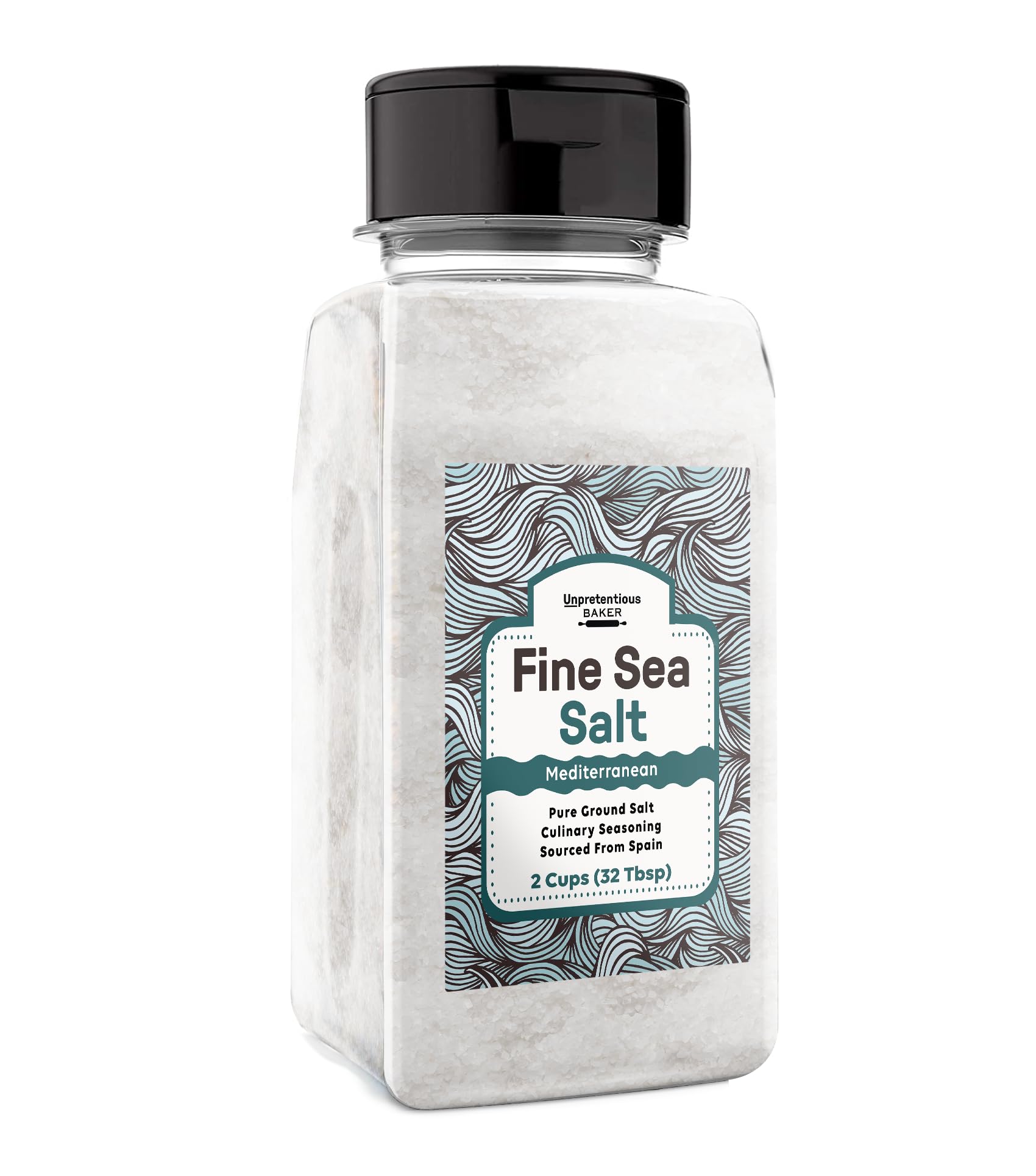 Pure Mediterranean Sea Salt - Unrefined & Natural, 2 Cups (16 oz) | Ideal for Cooking, Baking & Gourmet Recipes | Hand-Harvested & Evaporated