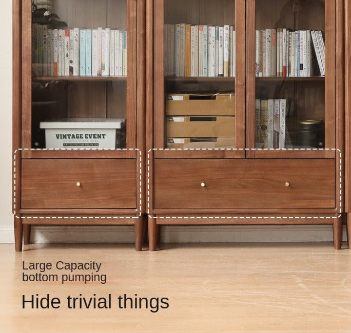 Solid Black Walnut & Oak Wood Bookcase - Customizable Wall-Mounted Bookshelf for Living Room, Home Office & Library Storage