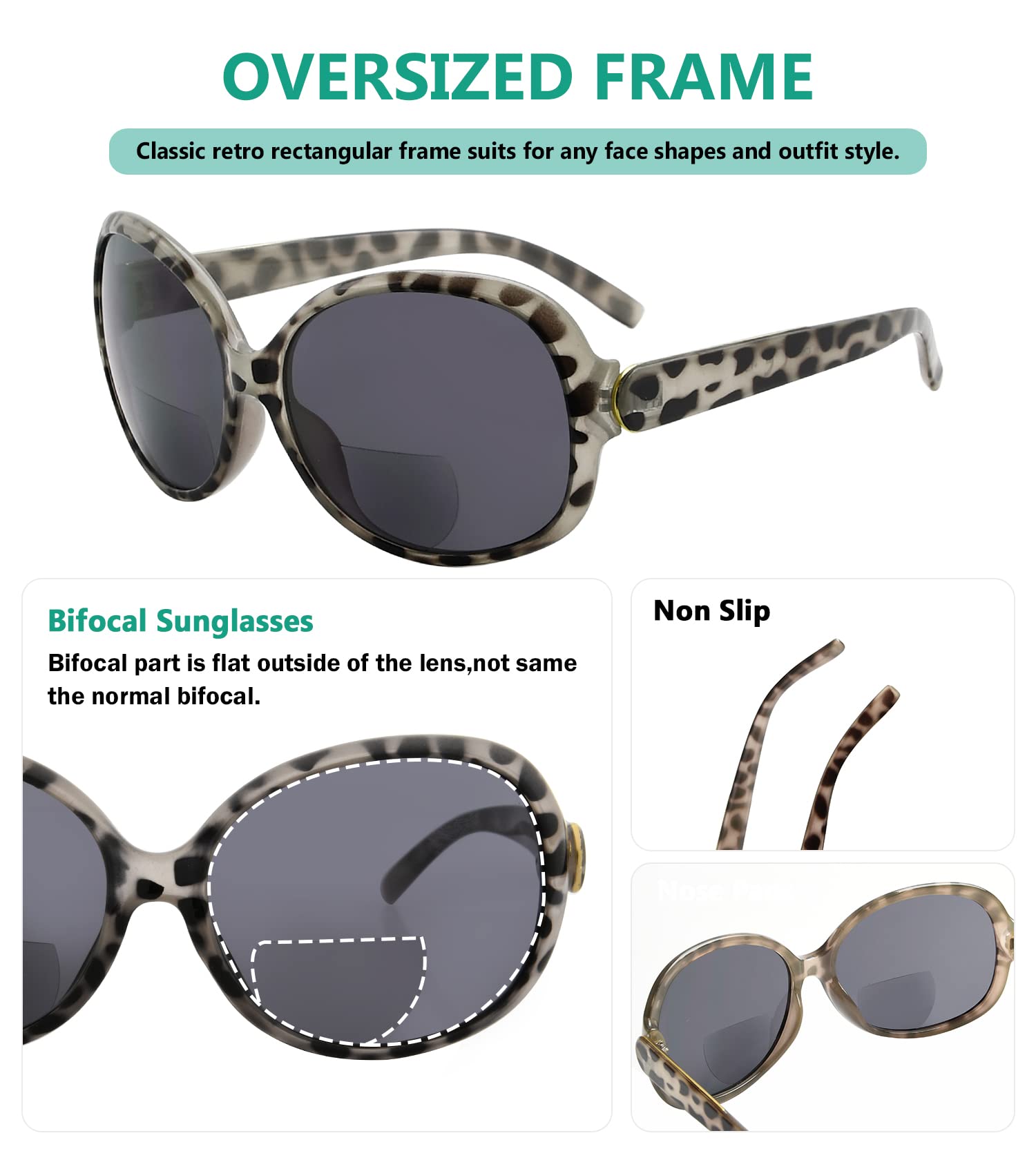 Eyekepper Bifocal Sunglasses for Women - UV Protection Reading Glasses with Oversized Frames - Perfect for Outdoor Activities, Reading, and Driving