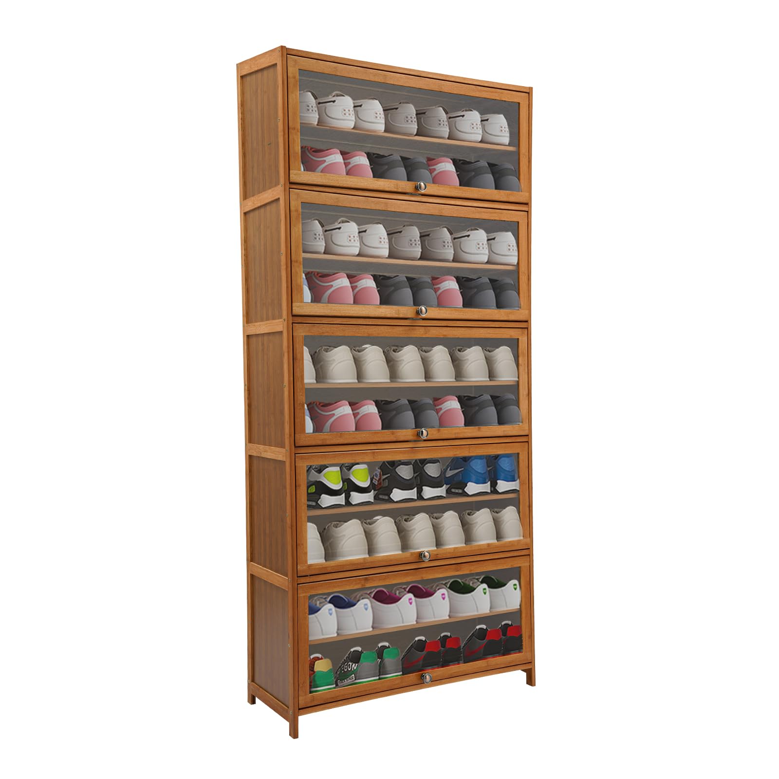 11-Tier Bamboo Shoe Cabinet Organizer - Freestanding Shoe Rack with Adjustable Shelves for Entryway, Hallway, Closet (31.5