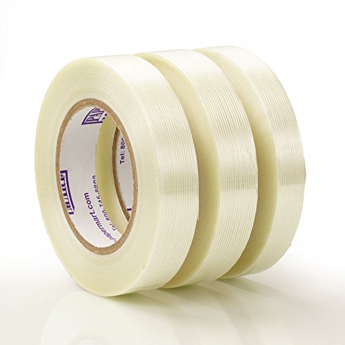 1 Inch x 60 Yards Clear PM Utility Filament Tape - 4.7 Mil Thick Heavy Duty Packing Tape - 36 Rolls Bulk Pack for Shipping, Moving & Packaging