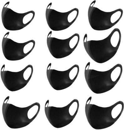 KRYSTALZ Black Washable & Reusable Water-Resistant Cloth Face Mask - Breathable Free Size for Daily Protection, Travel & Outdoor Activities