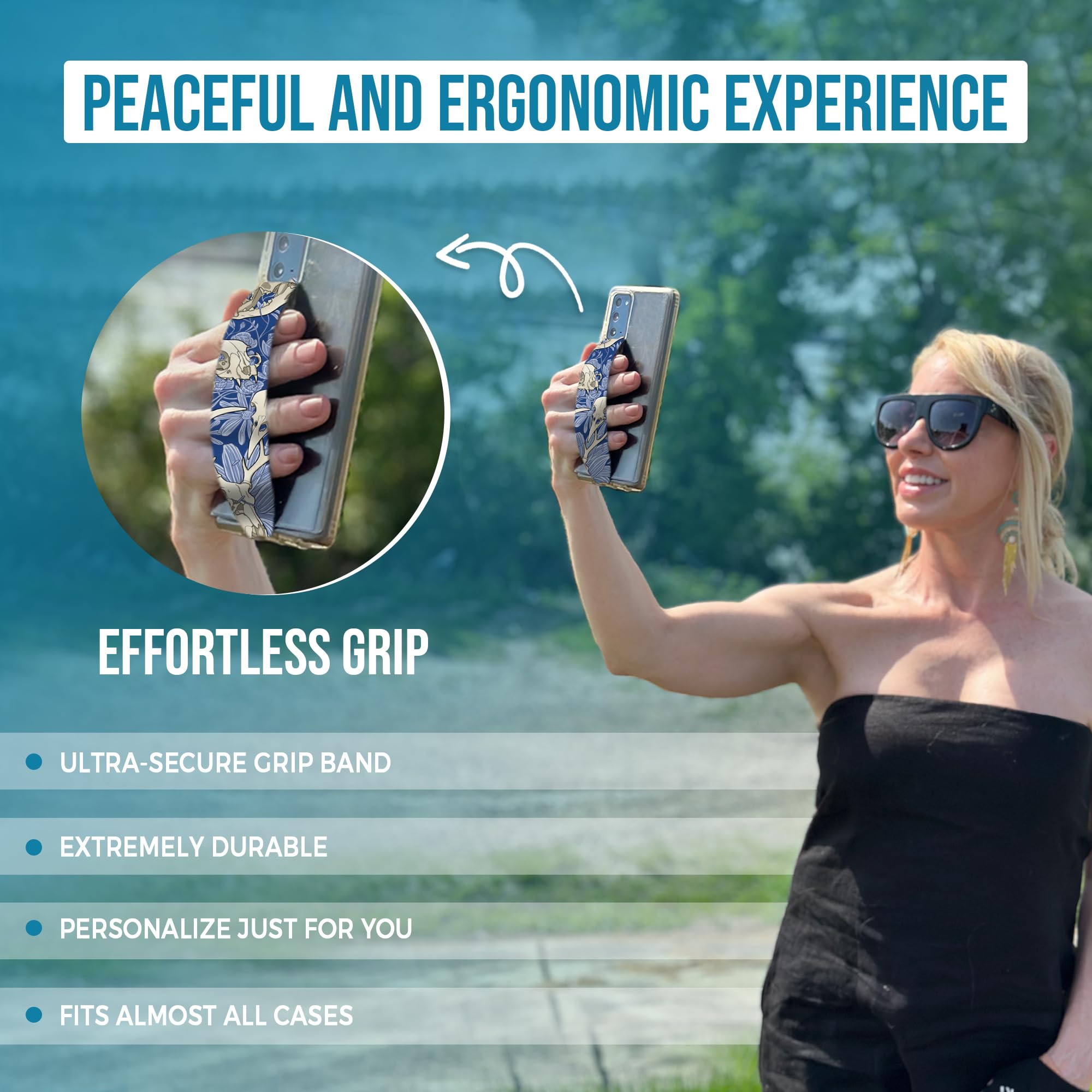 Universal Grip for Phone Cases - 2 Pack Reversible Hand Strap with Secure Loop Holder - Comfortable Non-Slip Handle for Smartphones - Perfect for Running, Hiking and Outdoor Activities
