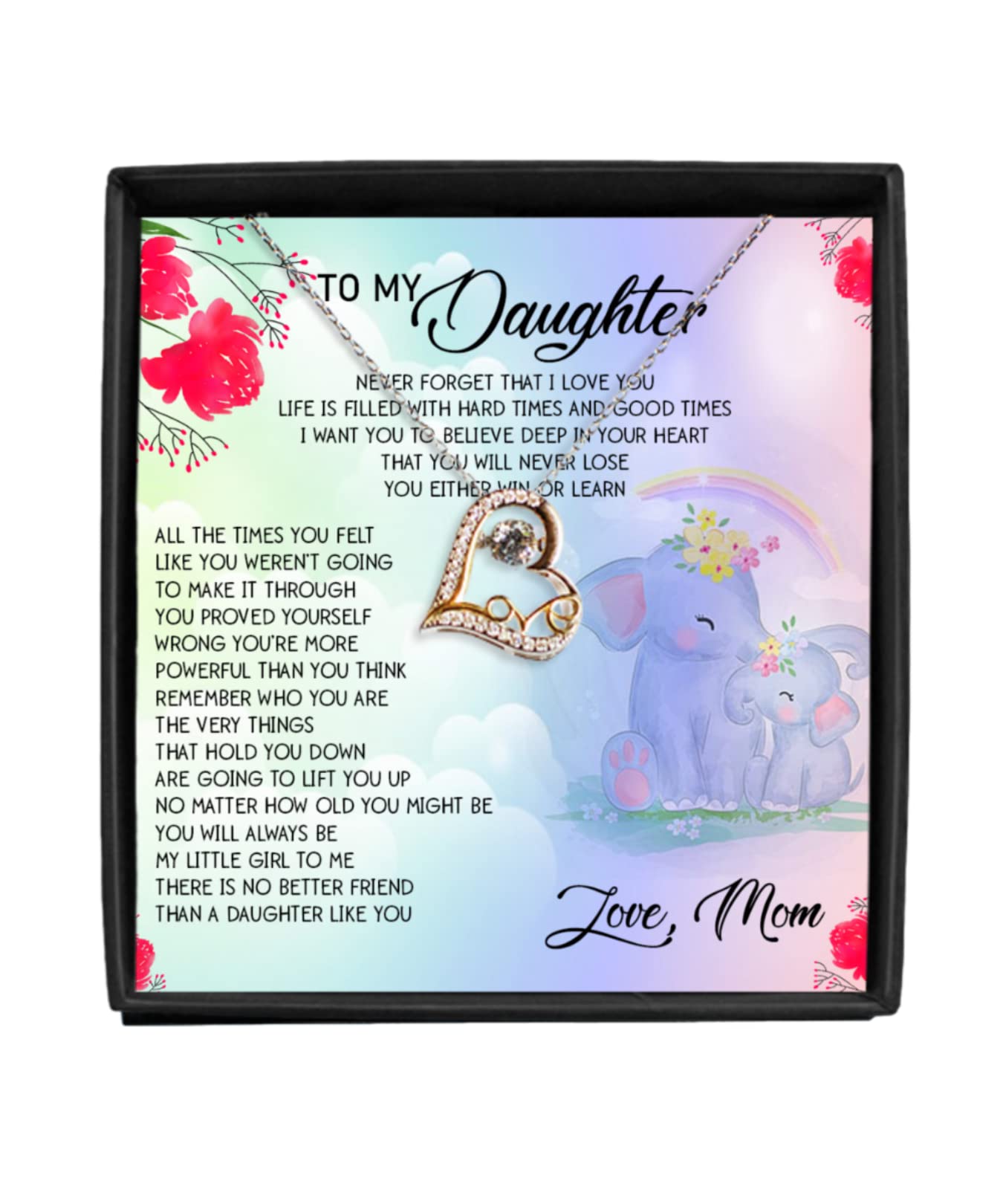 Personalized Daughter to Mom Necklace - Heartfelt Jewelry Gift with Message Card for Birthday, Mother's Day - Perfect for Special Occasions & Everyday Wear