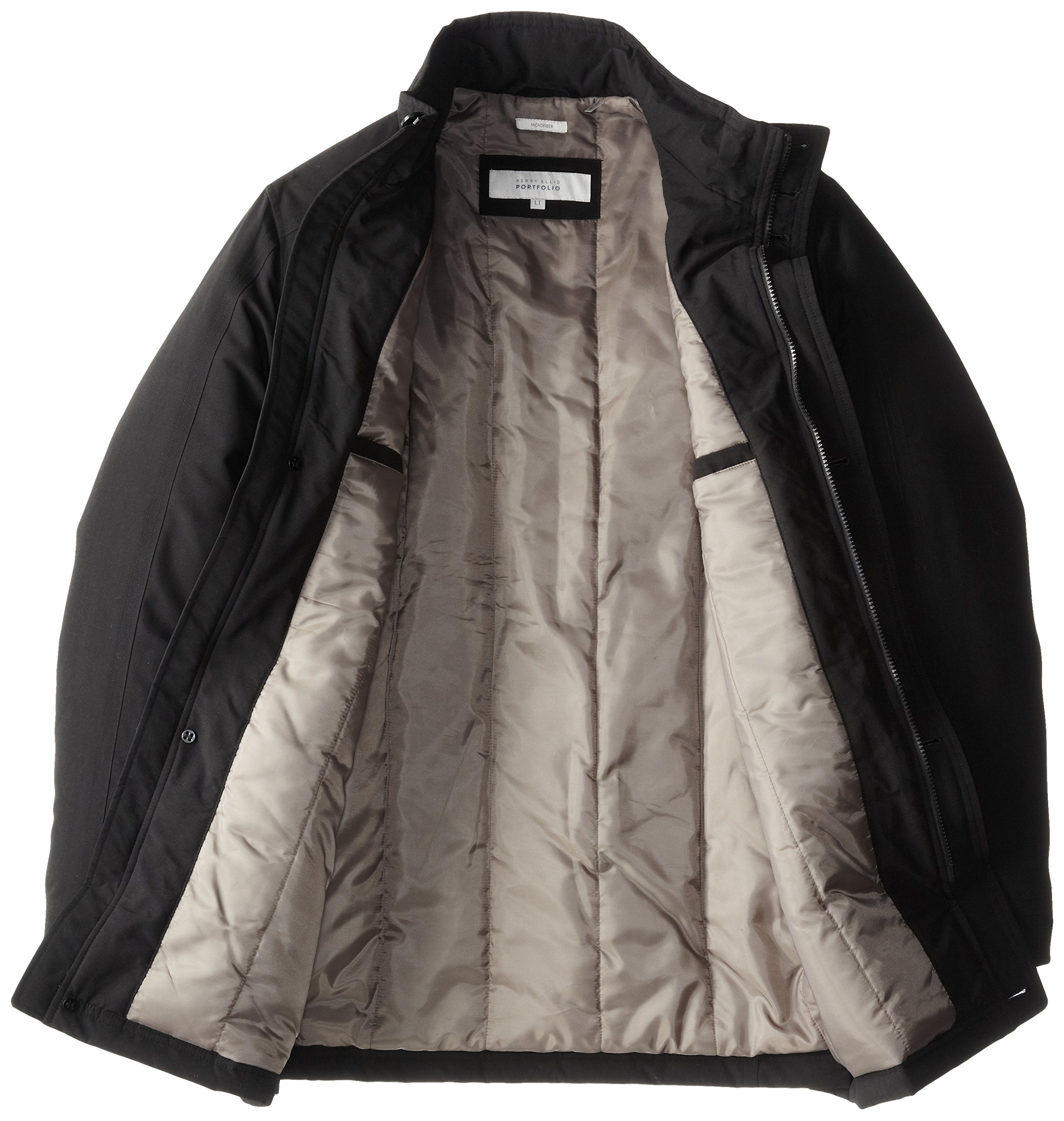 Perry Ellis Men's Tall Long Microfiber Coat with Detachable Hood - Waterproof Winter Jacket for Outdoor Activities & Casual Wear