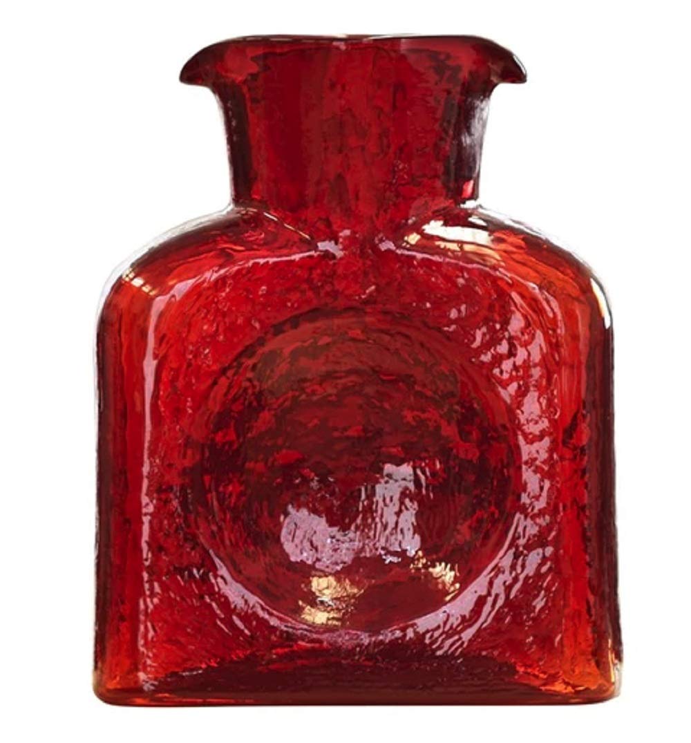 Blenko Ruby Red Glass Water Bottle (384-17) - Elegant Handmade Glassware for Home, Office & Gifting