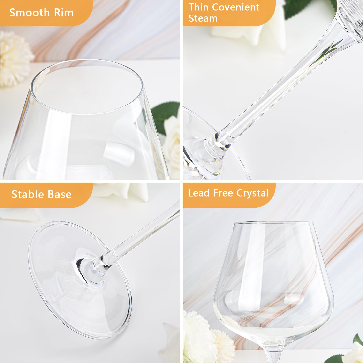 Premium 4-Piece Red Wine Glass Set - 23oz Long Stem Crystal Wine Glasses with Elegant Gift Box | Perfect for Cabernet, Merlot & Pinot Noir | Ideal for Weddings, Anniversaries, Birthday Gifts & Dinner Parties