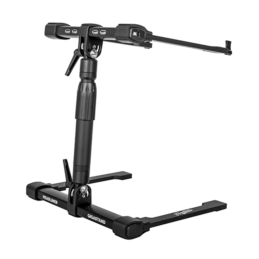 Adjustable DJ Laptop Stand with USB-C Hub - Portable Headliner Gigastand for Music Production & Live Performances - Perfect for DJs, Producers & Stage Shows
