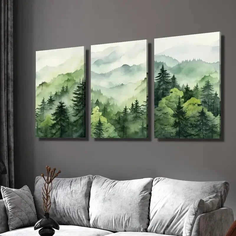 3-Piece Misty Cedar Forest Wall Art Set - Framed Canvas Prints 40x60cm - High Quality Australian Made - Ready to Hang - Perfect for Living Room, Bedroom & Office Decor