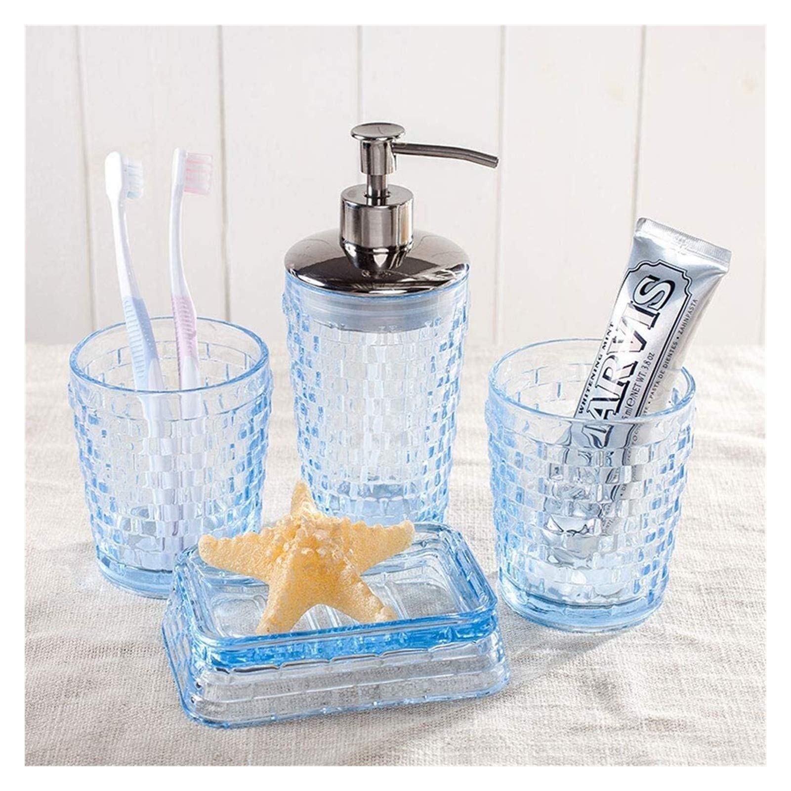 Modern 4-Piece Bathroom Set - Soap Dispenser, Toothbrush Holder, Glass & Soap Dish | Hotel-Style Decor for Home, Guest Bath & Spa | Durable & Stylish Bathroom Accessories