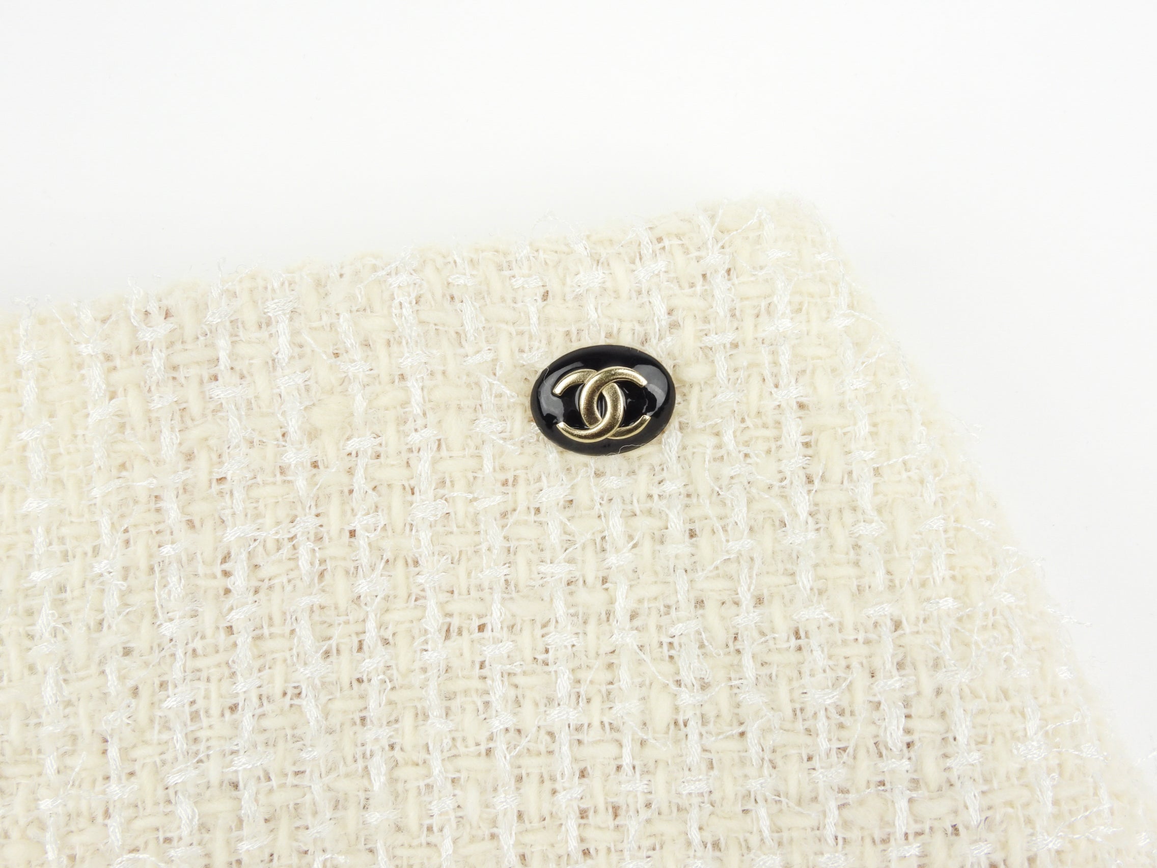 Chanel 20A Black Cream Gold Wool Tweed Double Breasted Jacket Skirt Suit Set FR38 | Luxury Women's Fashion Outfit for Business Meetings & Special Occasions