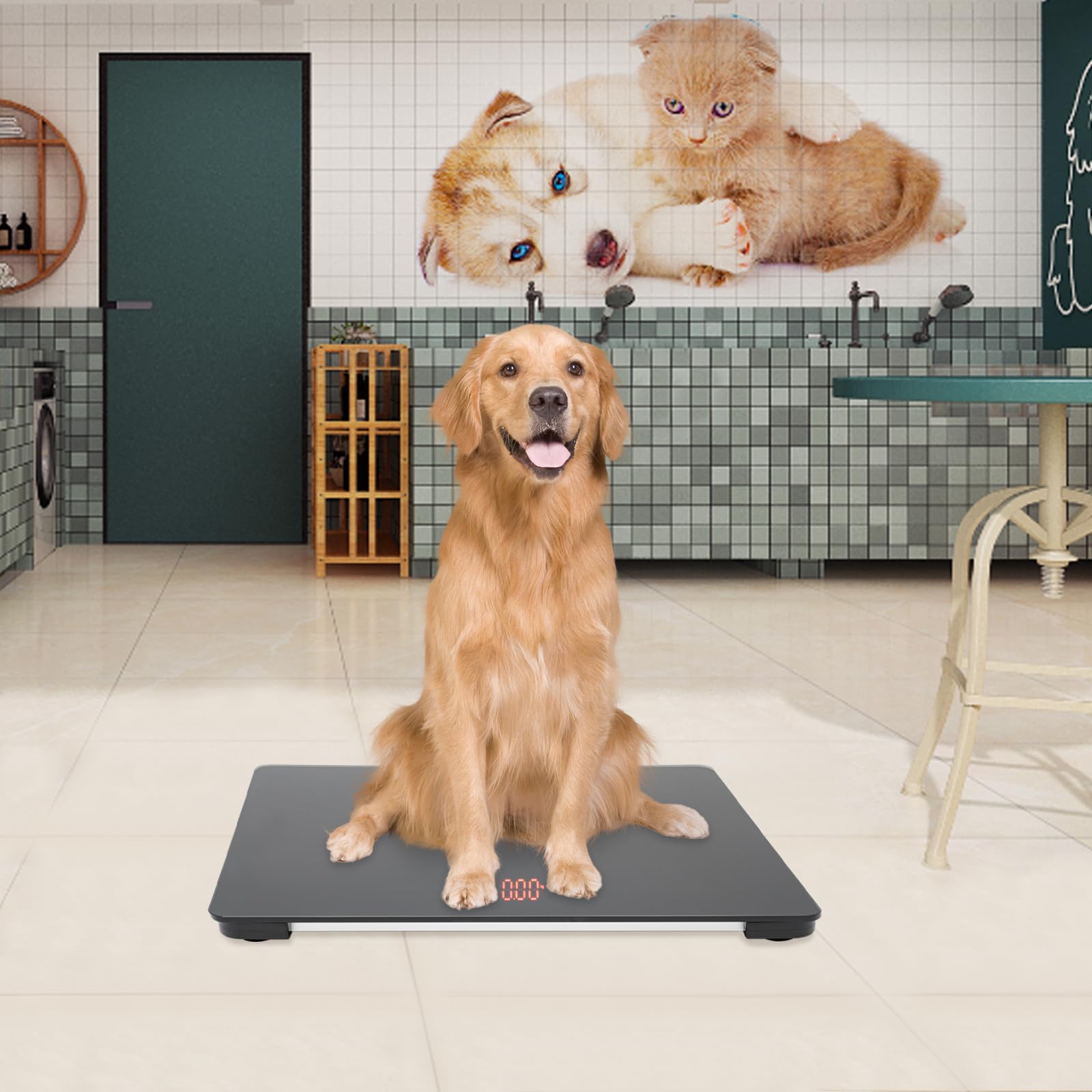 Digital Pet Scale for Dogs & Large Animals - Heavy-Duty 220 lbs Capacity Platform Scale with LCD Display - Perfect for Vet Clinics, Pet Hospitals & Home Use - Ideal for Weighing Dogs, Cats & Other Pets