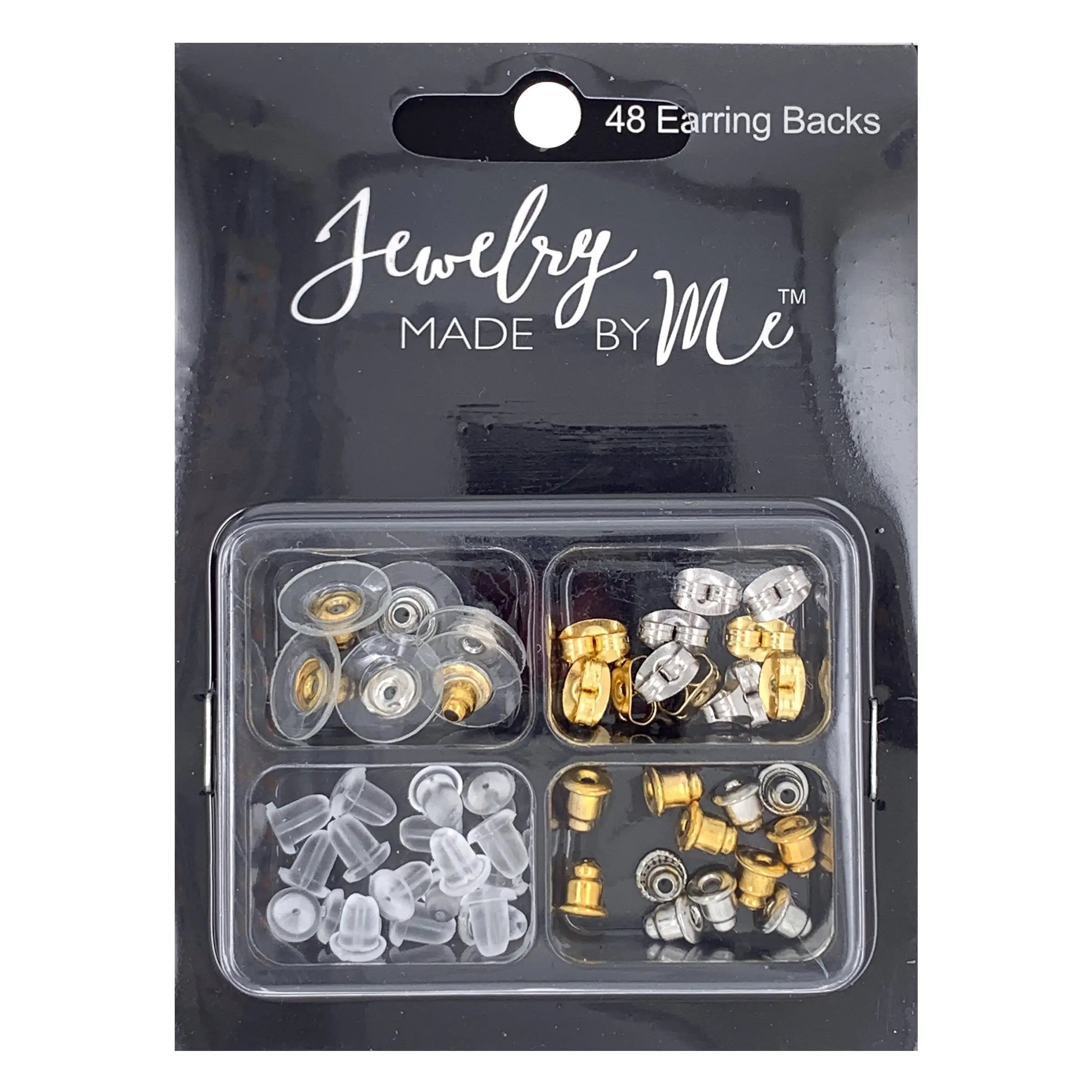 JMBM Assorted Earring Backs (48 Pieces/Pack) - Secure Earring Backs for Studs, Hoops & Dangle Earrings - Perfect for Jewelry Making, Gifts & Everyday Wear