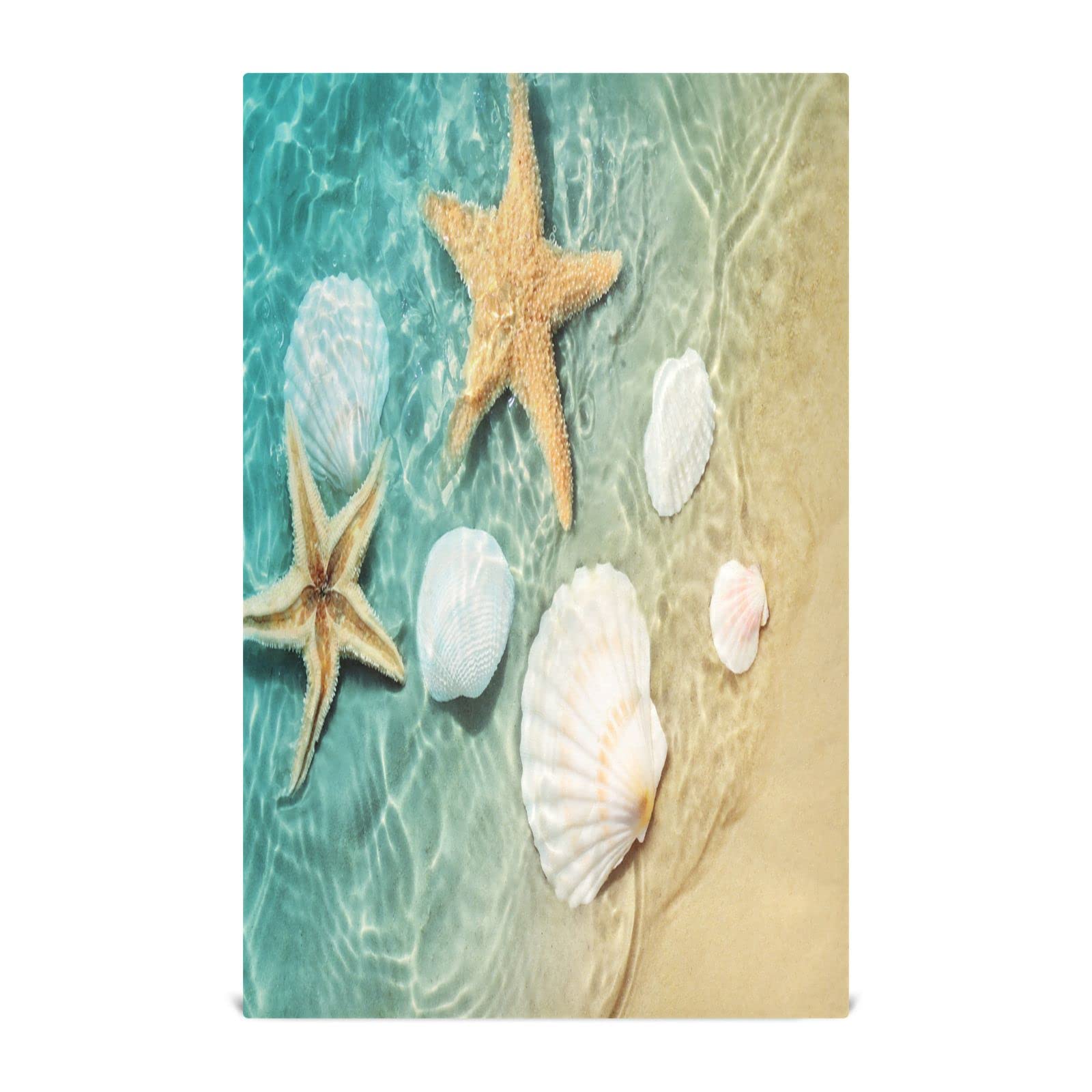 KLL Starfish Seashell Beach-Themed Dish Cloth Set - 28 x 18 Inch Kitchen Towel for Drying Dishes, Sink Cleaning & Baking - Summer Blue Coastal Decor for Home, Kitchen, and Table