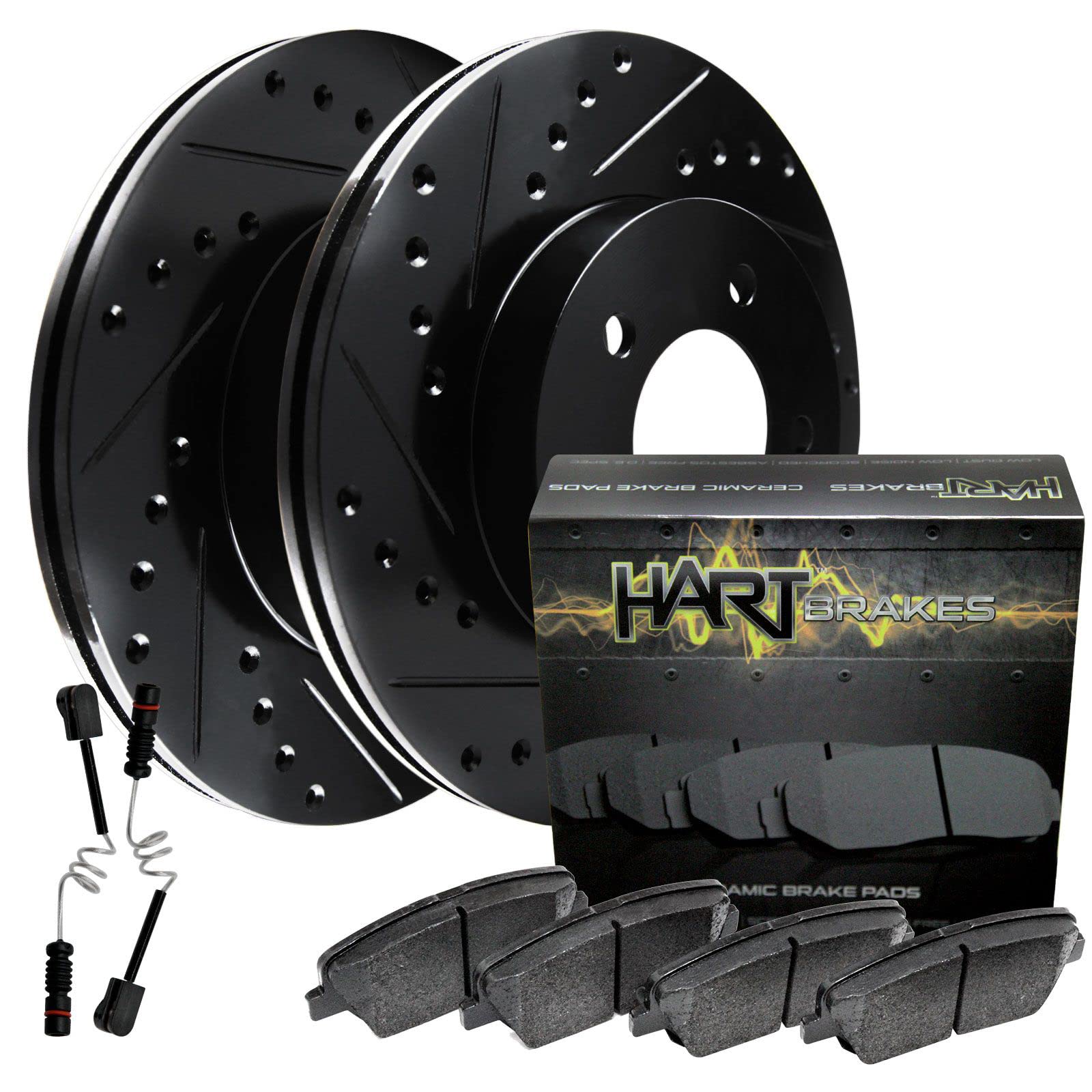 Premium Hart Brakes Front Brake Pads and Rotors Kit - Ceramic Brake Pads with Drilled & Slotted Rotors - Compatible with [Vehicle Models] - Perfect for High-Performance Driving, Daily Commuting & Off-Road Adventures
