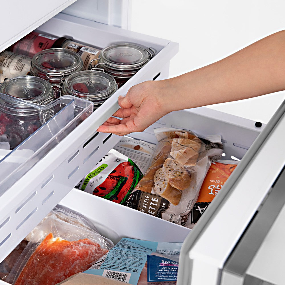 ZLINE Autograph Edition 30-inch 16.1 cu. ft. Built-In Bottom Freezer Refrigerator with Water Dispenser & Ice Maker - Stainless Steel with Polished Gold Accents (RBIVZ 304 30 G) - Perfect for Modern Kitchens & Luxury Homes