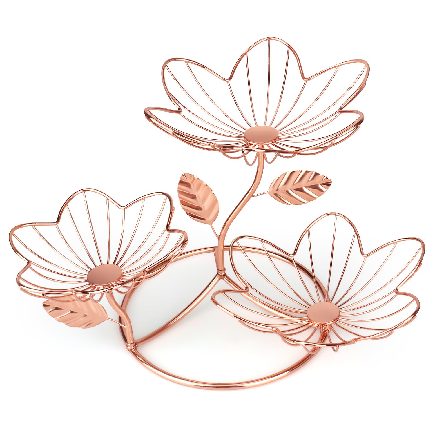 Rose Gold 3-Tier Fruit Basket - Elegant Kitchen Storage for Fruits & Vegetables | Perfect for Countertop Organization, Dining Table Centerpiece & Modern Home Decor