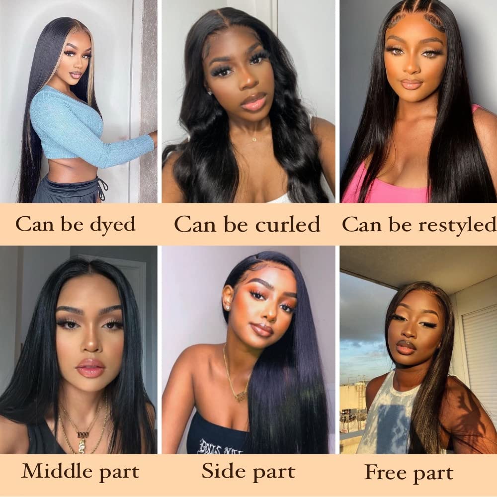 13x4 HD Transparent Lace Front Wig | 180% Density Brazilian Virgin Human Hair | Pre-Plucked with Baby Hair | Glueless Lace Wig for Black Women | Natural Color | Perfect for Daily Wear, Parties & Special Occasions