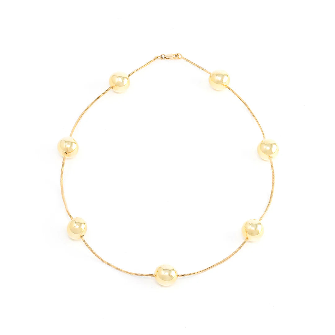 Jenna Blake Gold Ball Station Snake Chain Necklace - Elegant Layering Jewelry for Women, Perfect for Everyday Wear & Special Occasions