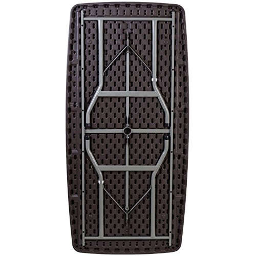 BOWERY HILL 4ft Brown Plastic Folding Table - Portable & Lightweight for Indoor Outdoor Use, Parties, Camping, Picnics & Events