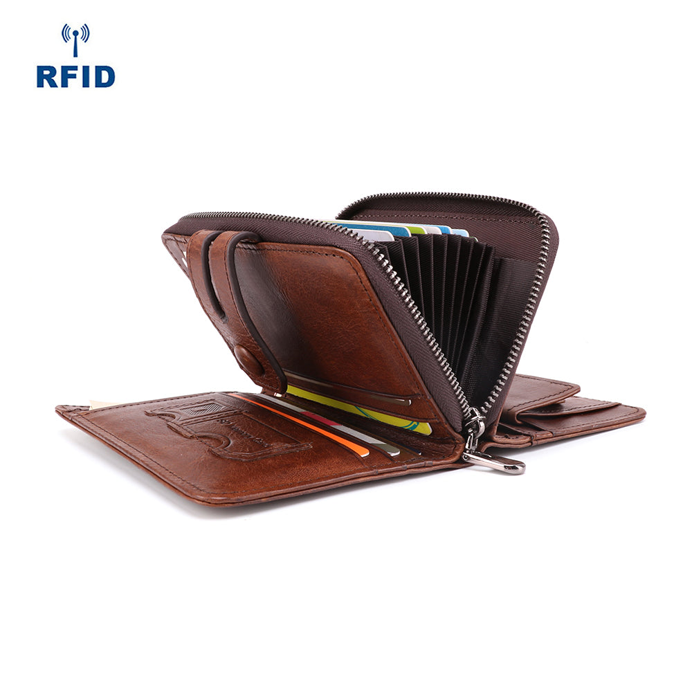 Premium Men's RFID Blocking Genuine Leather Bifold Wallet - Slim & Secure for Everyday Use, Travel & Business