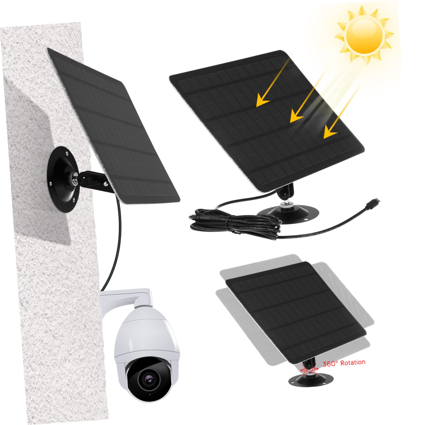 20W Monocrystalline Solar Panel - Portable Solar Charger for Outdoor Cameras, Security Devices & USB Power - Perfect for Camping, Hiking & Emergency Power Supply