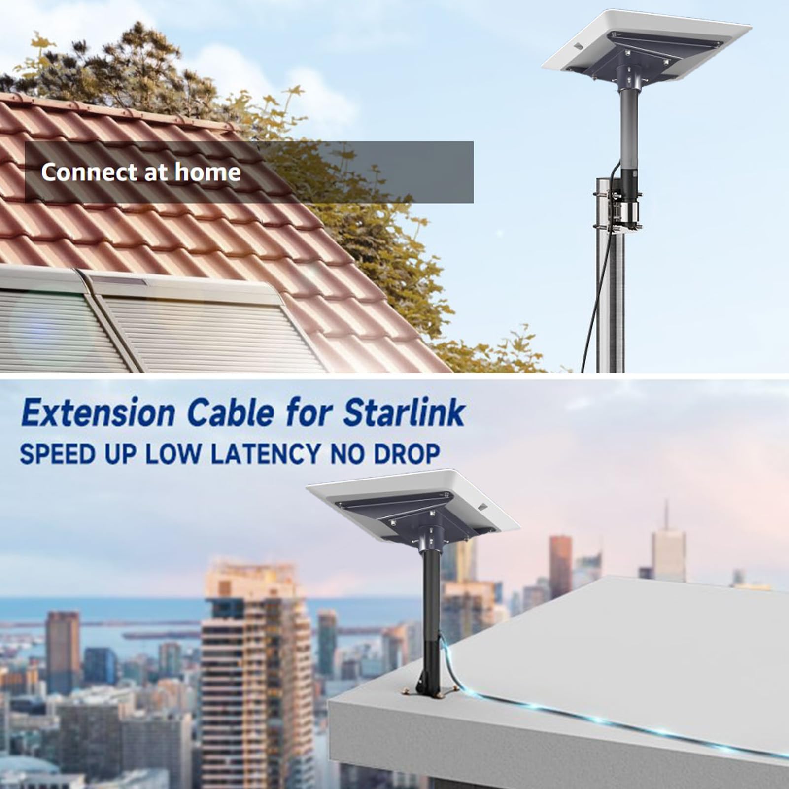 Zunate Gen 3 Standard V3 Cable Extension - 150ft High-Speed 1200Mbps Satellite Replacement Cable for V3 Dish | Perfect for Outdoor Satellite TV & Internet Setup, Long-Distance Signal Transmission