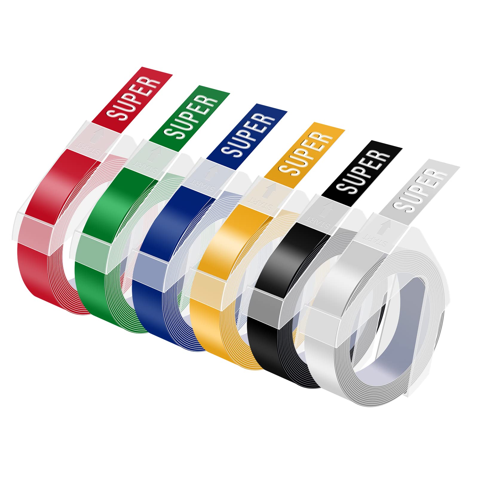 6 Pack Dymo 3D Plastic Embossing Label Tapes - 9mm (3/8