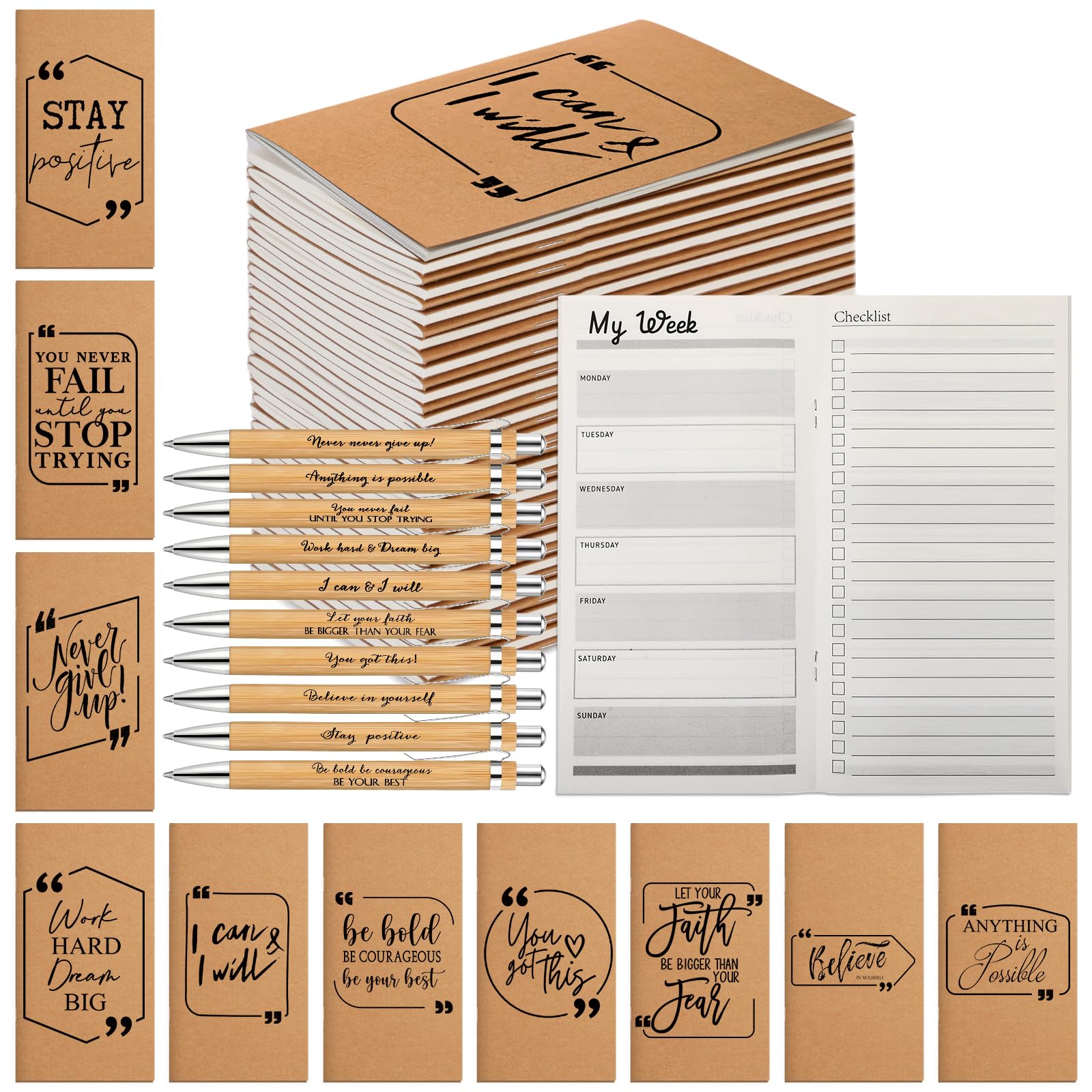 Spakon 30-Pack Inspirational Employee Appreciation Gift Set - 2025 Weekly Planner Notepad with Motivational Ballpoint Pens for Secretaries, Teachers & Coworkers (Perfect for Office Recognition, Team Building & Corporate Gifting)