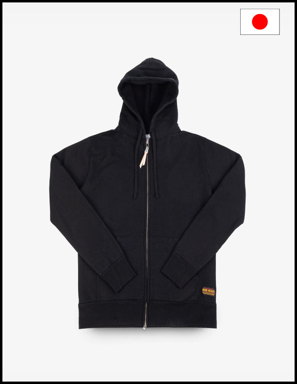 Iron Heart IHSW 10 BLK 14oz Ultra Heavyweight Loopwheel Cotton Zip Up Hoodie - Black | Premium Men's Streetwear for Winter & Outdoor Activities